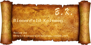 Bienenfeld Kelemen névjegykártya